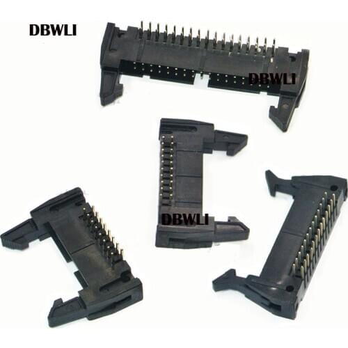 5pcs 2.54mm Pitch Right angle Hook Horn Socket Connector DC2 10/14/16/20/26/30/40P Buckle For Flat Ribbon Cable IDC Socket