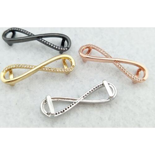 10 Pieces 8-shaped CZ zircon Micro Pave Connector,Double Bails Beads Charm,for DIY Bracelets Jewelry Finding BD333