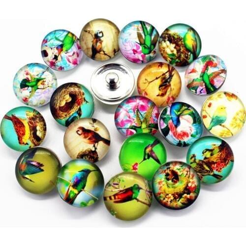 Hot sale Arrived Mixs 10pcs pretty bird Snaps Buttons 18mm Snaps Charms Fit Ginger Snaps Bracelets&Bangles