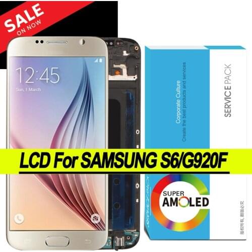 100% Original 5.1'' AMOLED Display for Samsung Galaxy S6 G920 SM-G920F G920F LCD Touch Screen Repair Parts + Service Pack