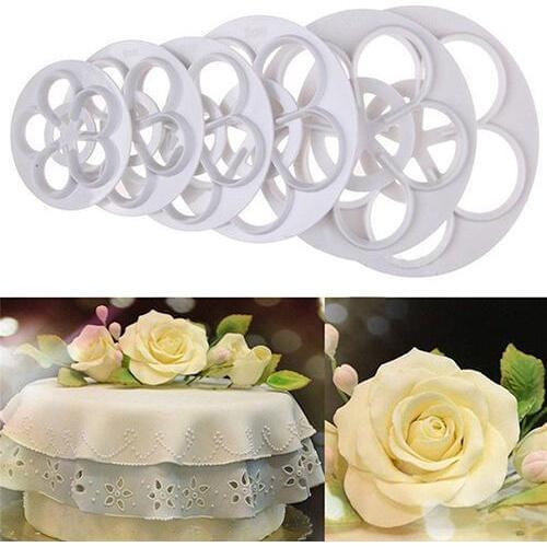 6 Pcs Rose Flower Cake Mold Fondant Sugarcraft Cookie Mold Gum Paste Cutter Tools
