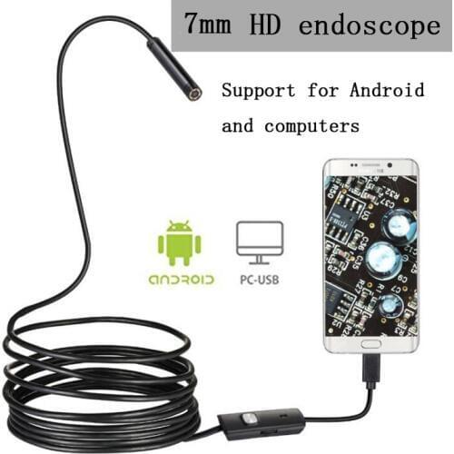 7mm USB Endoscope Camera 2M Flexible Hard Cable Endoscope IP67 Waterproof Detection Pipe Camera For Android PC Notebook