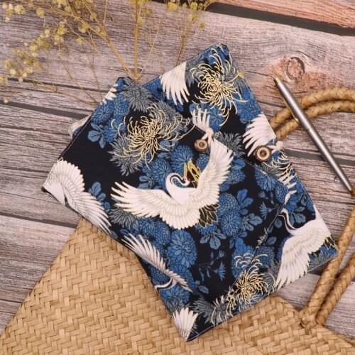 A5 A6 White crane pattern Spiral Ring Binder Notebook Stationery Blank line grid Dotted planner 6 Holes Creativity Notepad