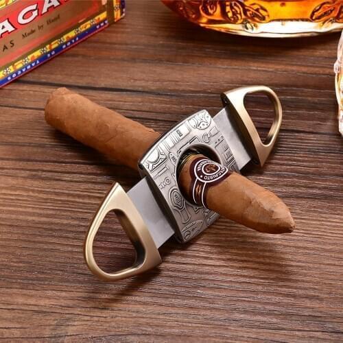 CIGARLOONG Cigar Cutter New Arrival Stainless Steel Sharp Double-edged Bronze Engraved Cigar Guillotine