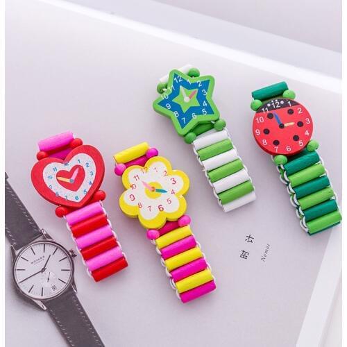 10PCS Decorative Fake Wooden Watch Kids Happy Birthday Party Favor Baby Shower Girl Gift Baptism School Rewards Pinata Fillers
