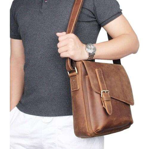 Business Men Shoulder Bag Vintage Crossbody Bags High Quality Male Bag Genuine Leather Handbag Capacity Men Messenger Bags Tote