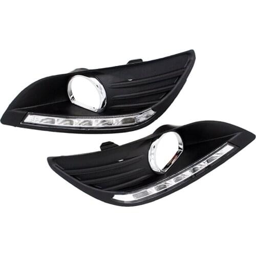 SELYNDE 2Pcs/Set for Ford Focus Sedan 09-11 with Turn Signal Light Car Light Daytime Running Light Auto DRL DC 12V