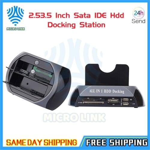 2.5/3.5 Inch Sata/Ide Hdd Case Dual Bay Hard Drive Docking Station Enclosure for Win 7/98/98/SE/ME/2000/XP/VISTA