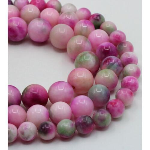 Double color chalcedony Pink round 8/10/12mm dimension optional loose beads 15inch DIY stone women jewelry making design gift