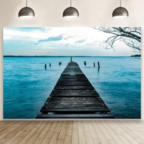 Lake Wooden Bridge Outdoor Scenery Backdrop Studio Portrait Photography Background Photo Banner Wallpaper Prop