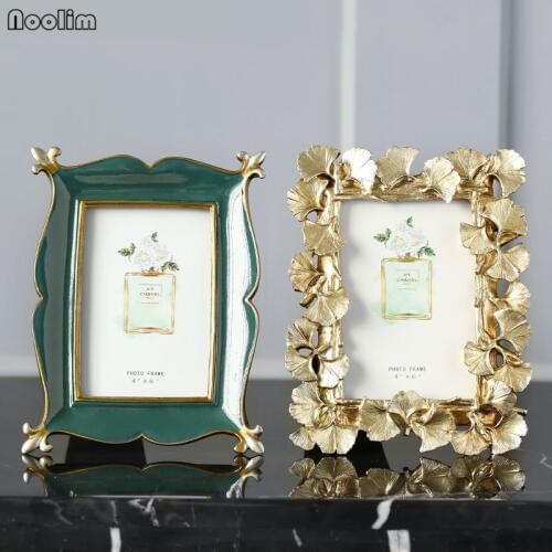 NOOLIM Nordic Vintage Golden Ginkgo Leaves 4/6 Inch Photo Frame Creative American Wedding Photos Frame Wedding Gift