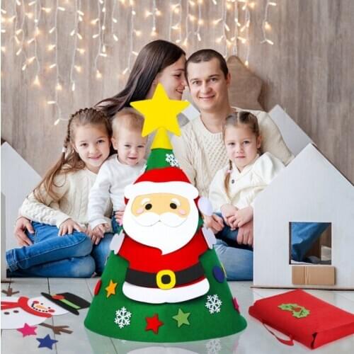 DIY Felt Christmas Tree Game Toy Cultivate Manipulation Ability Home Entertainment Holiday Decorations 3D Design Accessories