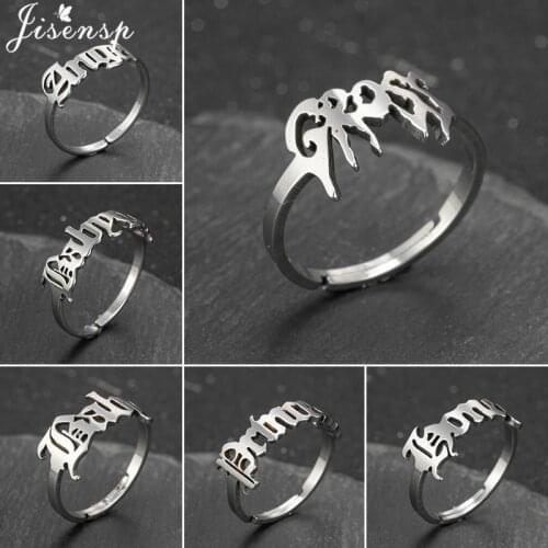 Gothic Engraved Letter Stainless Steel Rings Personalize Gross Angel Baby Honey Princess Ring Adjustable Jewelry anelli donna