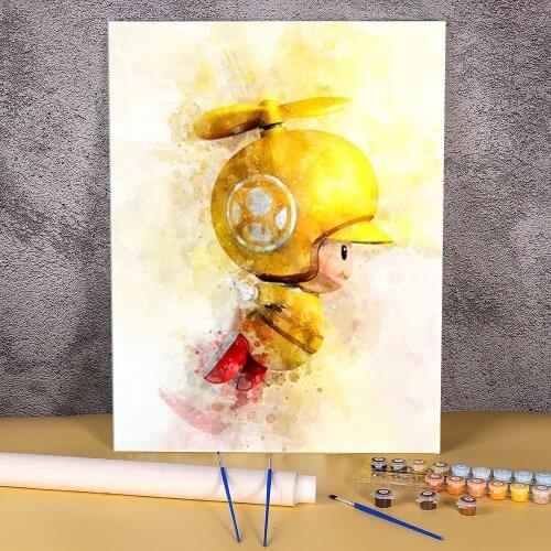 Carton Mario DIY Painting By Numbers Kit Oil Paints 50*70 Canvas Pictures Decorative Paintings Kids Handicraft Drawing