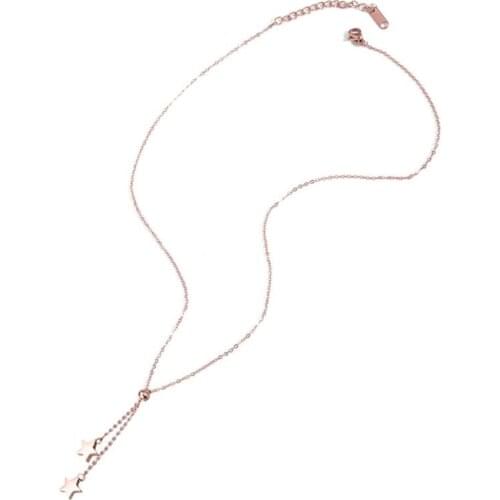 Fashion Sweet Stars Tassel Necklace Simple Temperament Titanium Steel Plated Clavicle Chain For Women Pendant Jewelry