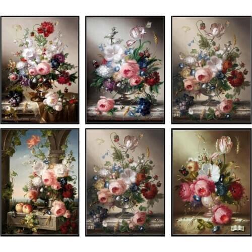 Embroidery Counted Cross Stitch Kits Needlework - Crafts 14 ct Aida DIY Arts Handmade Decor - Classical Flowers Still Life