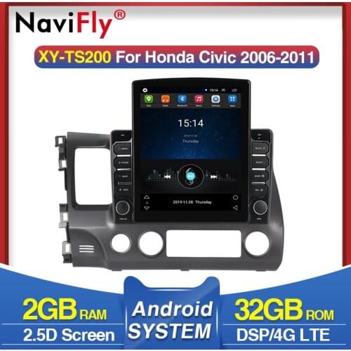 Navifly Tesla style for Honda Civic 8 FK FN FD 2005 - 2012 Android video Car radio multimedia player navigation gps No 2 din DVD