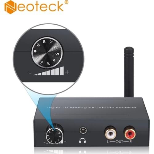 Neoteck Digital to Analog Audio Converter with Bluetooth Receiver Bluetooth DAC Optical Coaxial to 3.5MM RCA Analog Adapter