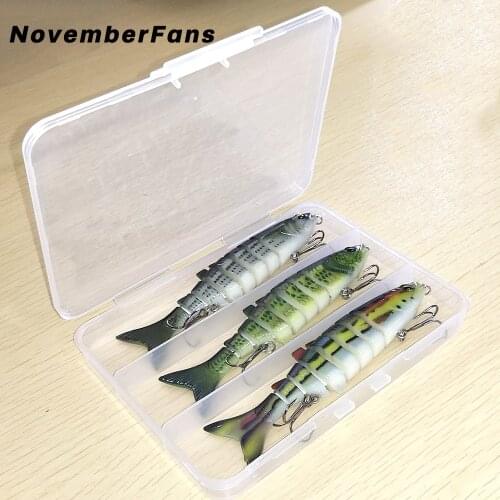 NovemberFans 3pcs/box Multi Jointed Swimbait 12cm 19.3g Minnow Baits Hard Wobblers Artificial Crankbait Fishing Lures Tackle