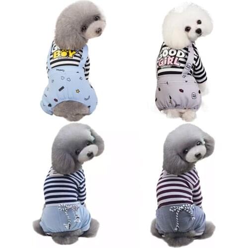 Pet clothingDog jumpsuitPet clothing Striped overallsSmall dogs Chihuahua Pomeranian Poodle Bichon Frise clothing