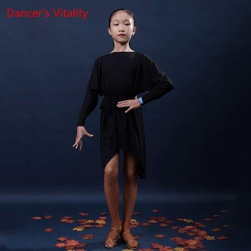 Latin Dance Practice Clothes Female Childrens Dress New Autumn And Winter Childrens Competition Performance Clothing