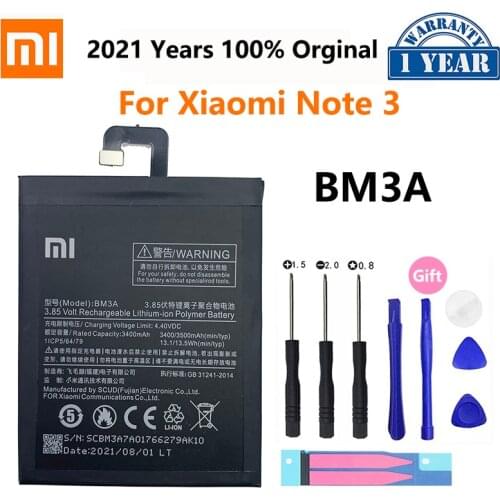 Xiao Mi Original Phone Battery BM3A For Xiaomi Mi Note 3 Note3 Replacement Battery 3400mAh High Capacity Phone Batteries