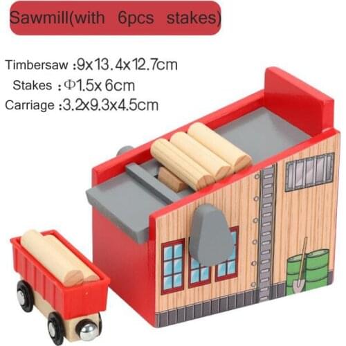 Sawmill Wooden Railway Tracks Scene Accessories Compatible for Biro Wood Train Track Rail Car Toys for Children Gifts