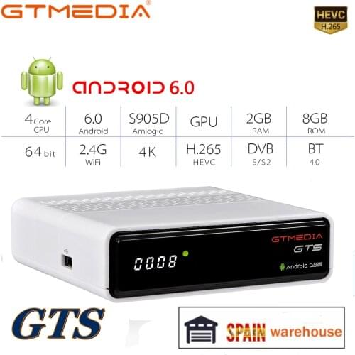 GTmedia GTS Android 6.0,4K,Smart TV BOX,DVB-S2 Satellite Receiver,Set top box,support M3U same as GTMEDIA GTS PRO PK V8