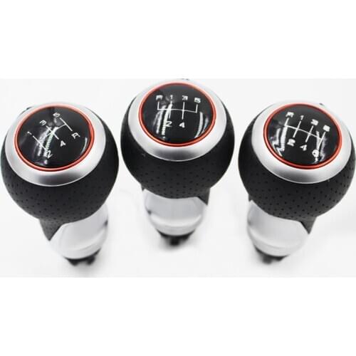 For Audi A4 S4 B8 8K A5 8T Q5 8R S Line 07-15 6speed and 5 Speed Car Leather Gear Shift Only Knob With Red Ring CNWAGNER