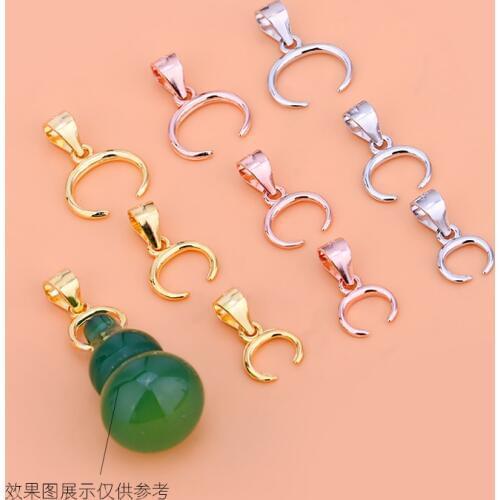 S925 sterling silver bull nose clip jade crystal buckle pendant buckle jewelry diy accessories creative material package