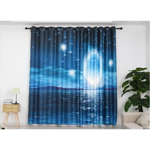 Customized simple curtains living room bedroom bay window moonlight curtains blue curtains