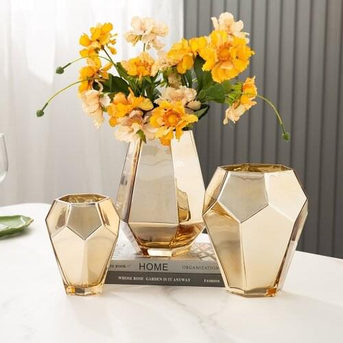 Nordic Style Process Of Galvanoplasting Modern Glass Crystal Vase Decorative Living Room Wedding For Home Interior Hydroponics