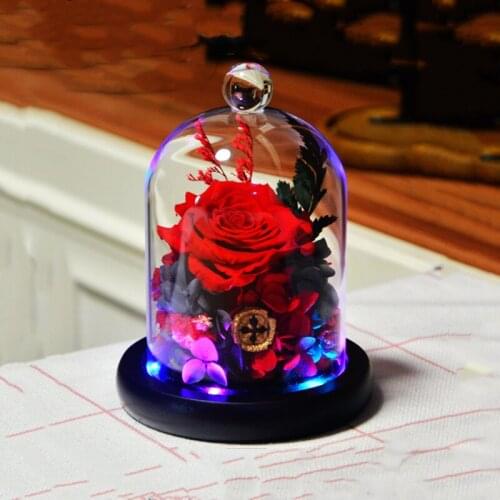 10*18cm Ball Top Glass Dome Vase Home Decoration Luminous Black Base Transparent Cover Wedding Favor Gift