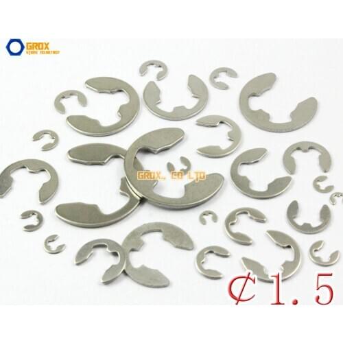 200 Pieces 1.5mm 304 Stainless Steel E Circlip Retaining Ring