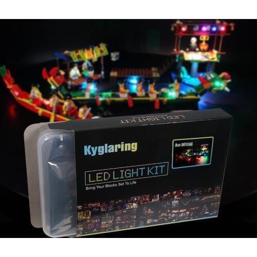 Kyglaring led light kit for 80103 Chinese Seasonal Set Dragon Boat Race ( the blocks set not included)