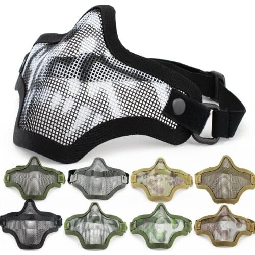 Tactical Airsoft Steel Metal Mesh Half Face Mask Paintball Combat Low-carbon Steel Mesh Protective Mask for Hunting Paintball CS
