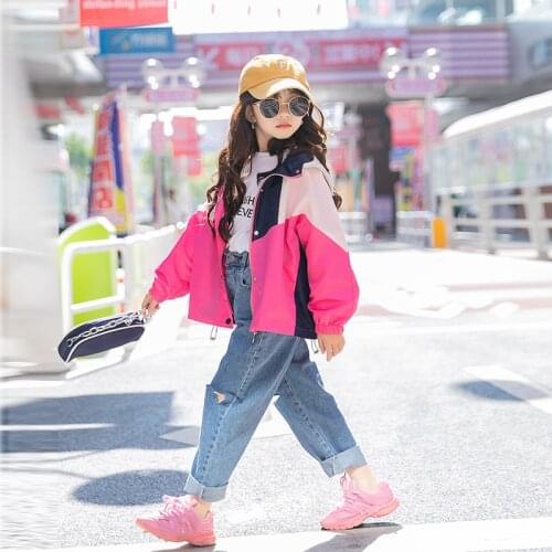 Fall Kids Jackets for Girls 8 10 years Fashion Zipper Coat Outdoor Waterproof Girls Wind Breaker