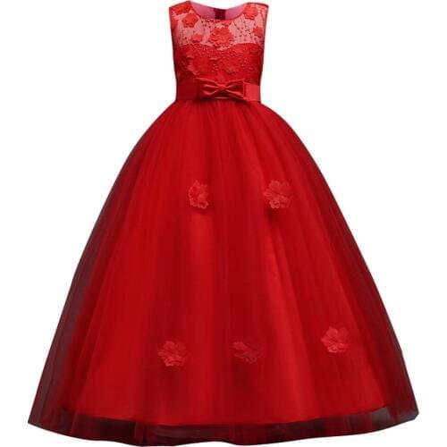 Vintage Flower Girls Dress Wedding Evening Party Long Gown Dresses Princess Dress Teenage Dress 5-14 Year Girl Lace Fluffy Dress