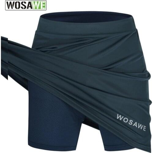 WOSAWE Summer 2 In 1 Womens Cycling Skirt Biker Skirt Road Mountain Bike Bicycle Cycling Shorts with Shockproof Gel Paded