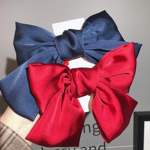 2020 Vintage Hair Clips for Women Oversized Hair Bows Hairclip Chiffon Hair Clip Solid Color Hair Clips Girls Hair Accessories