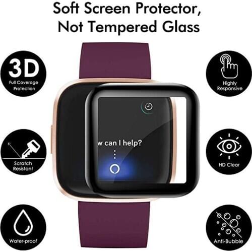5D Soft Glass Full Coverage Screen Protector Film For Fitbit Versa 2 / Versa / Versa lite Protect Film Smart Watch Accessories