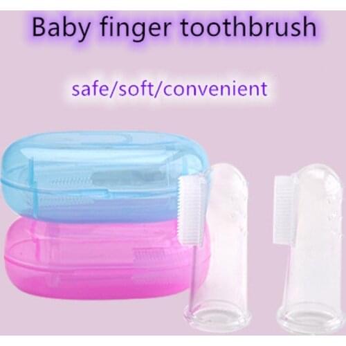 Healthy Baby Infant teether Soft Silicone Finger Toothbrush with Box Teether Cleaning Gum Massager Brush teether