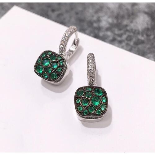 SLJELY Luxury Brand 7 Colors Cubic Zirconia Stones Honeycomb Design Square Earrings with Full 3A Zircon CZ Women Fashion Jewelry