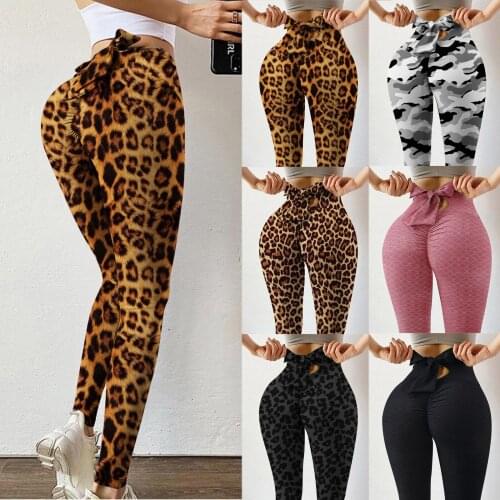 Women Printed pleated stretch yoga pants Casual high waist friend long Pant Female Plus Size black Fitness Trousers Nightclub