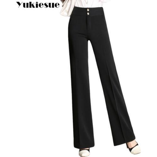 2020 New Women High Waist Wide Leg Pants Loose Long Trousers Elegant Lady Vintage Office Suit Pants Casual Pants Pantalon Femme