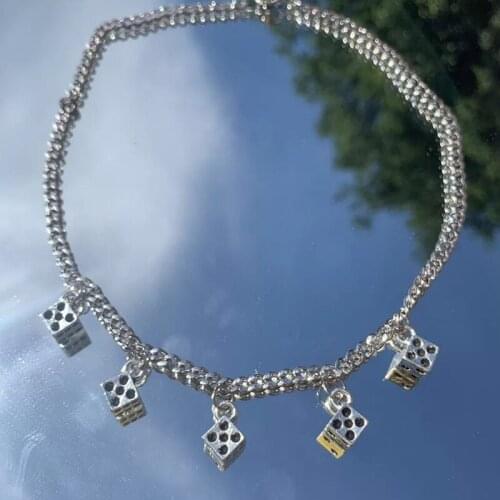 Punk Rock Choker Lucky Dice Pendant Necklaces for Women Hip Hop Metal Dice Necklace 2021 New Vintage Short Y2K Necklace Gifts