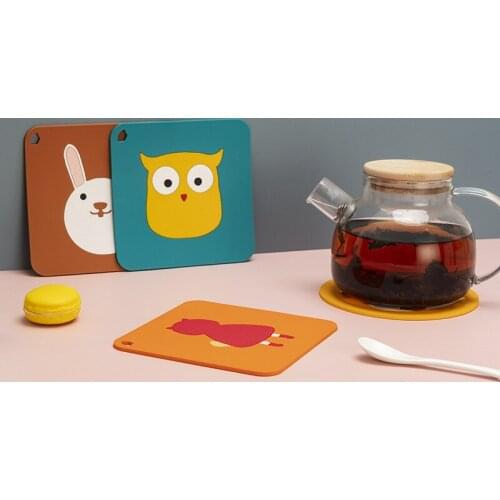 2PCS 15cm Heat Insulation Non-slip Coffee Table Cup Mats Mug Bowl Pad Placemat Animal Cartoon Silicone Drink Coasters Posavasos