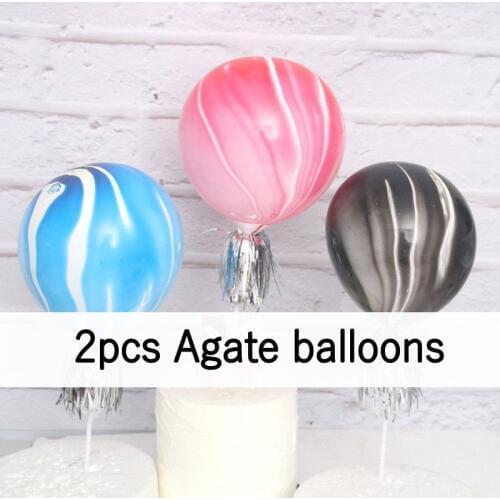 2 Marble Balloon Cake Topper Wedding Party Birthday Bridal Baby Shower Ornaments Colorful Cake Decorating Supplies CP190