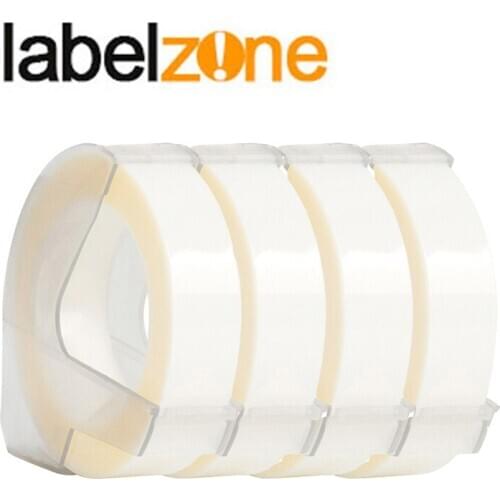 4 Rolls Dymo 9mm*3m white Embossing Label Tape Compatible Dymo 1610 Manual Label Machine for Motex E101 Label Makers Ribbon