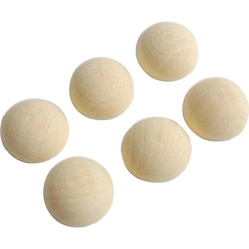 50 pcs Natural Unfinished Wood Half-round Balls Half-sided Wooden Beads DIY Wooden Toys Jewelry Pendants Crafts